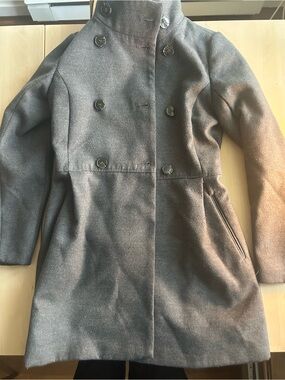 Pull&Bear Grey Double-Breasted Coat – Size S